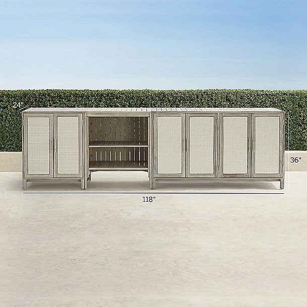 Isola 3-Pc. Outdoor Kitchen Set In Weathered Teak