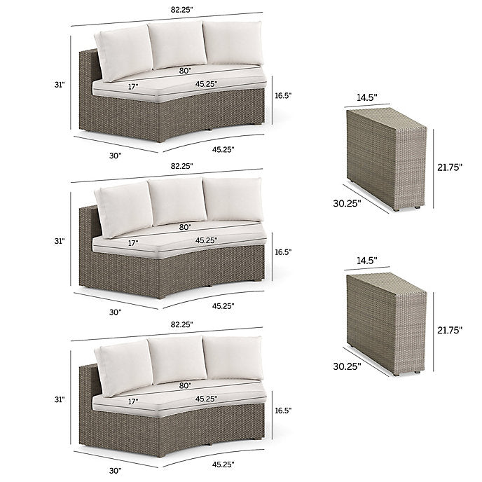 Pasadena II 5-Pc. Modular Sofa Set In Dove Wicker