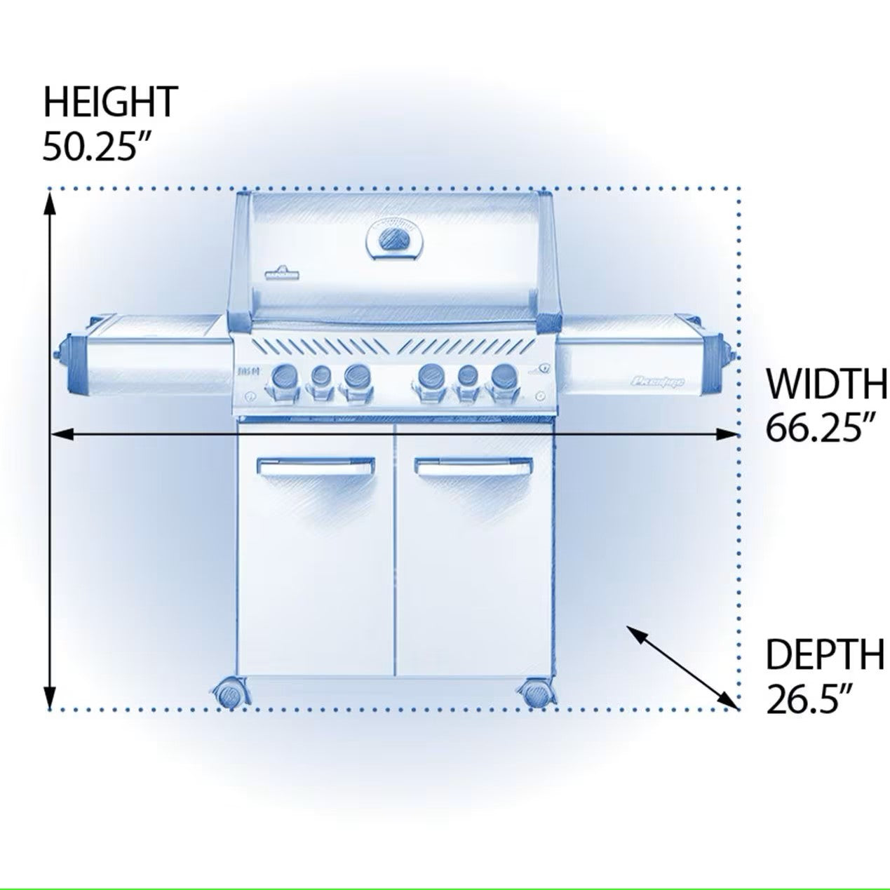 Napoleon Phantom Prestige 500 Propane Grill w/ Infrared Rear Burner, Infrared Side Burner, & Rotisserie Kit - P500RSIBPK-3-PHM