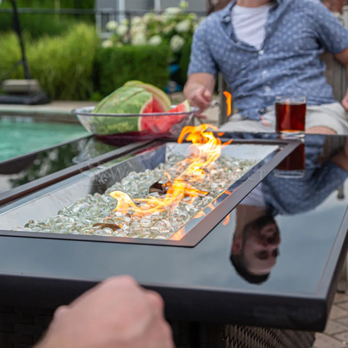 Montego Linear Brown Gas Fire Pit Table